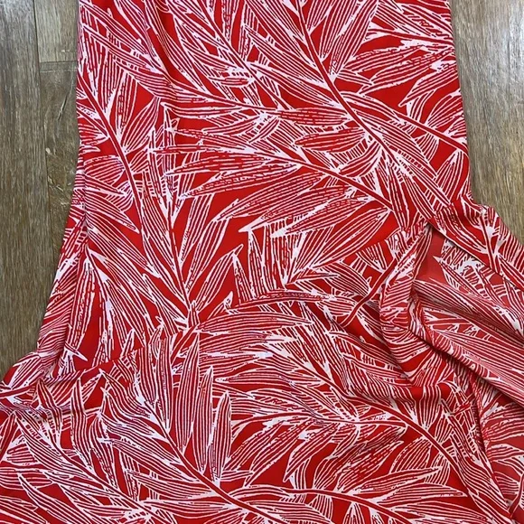 Vici Red White Palm Print Maxi Dress Sleeveless EUC Women's Small S Leg Slit - Picture 9 of 15